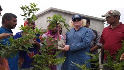 গাছ উপহার পেল ছাদবাগানের ক্ষতিগ্রস্ত সেই পরিবার