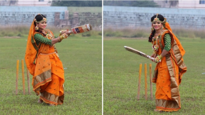 গায়ে হলুদের দিনেও ব্যাট হাতে সানজিদা, ছবি ভাইরাল