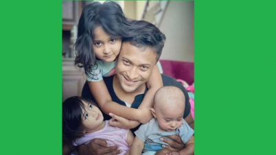 ছেলে ও দুই মেয়ের সঙ্গে সাকিব
