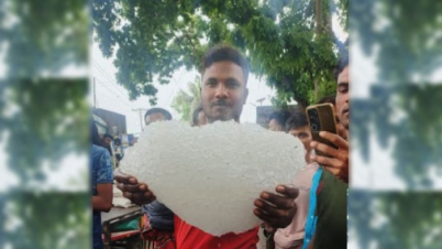 বৃষ্টির সঙ্গে মাটিতে পড়ল ১ মণ ওজনের শিলাখণ্ড